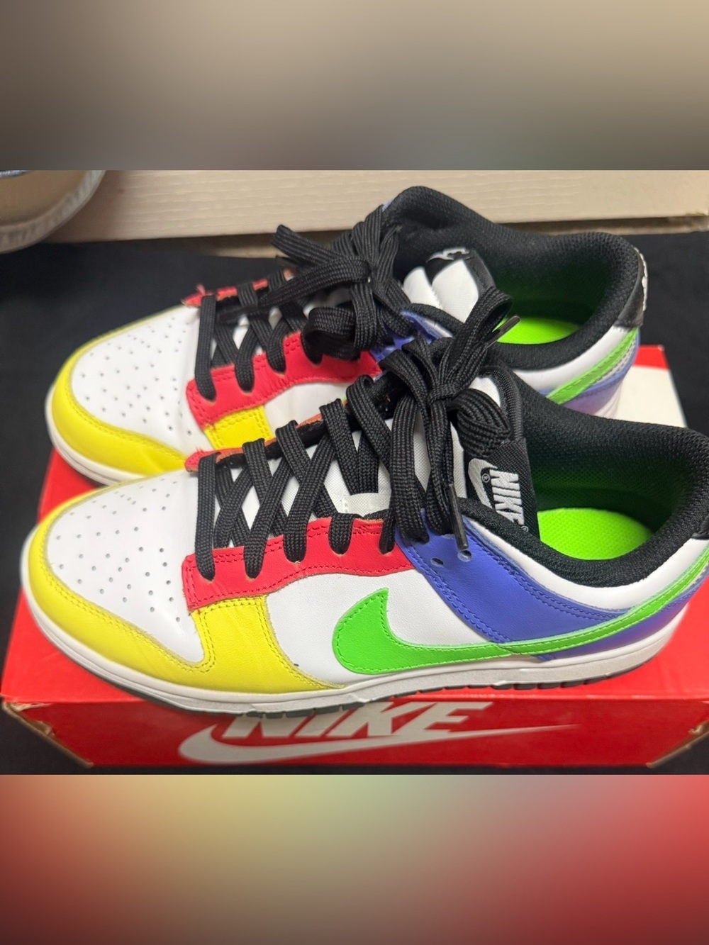 Nike Kids Multicolor Low-Top Sneakers - Green/Yellow/Red/Blue